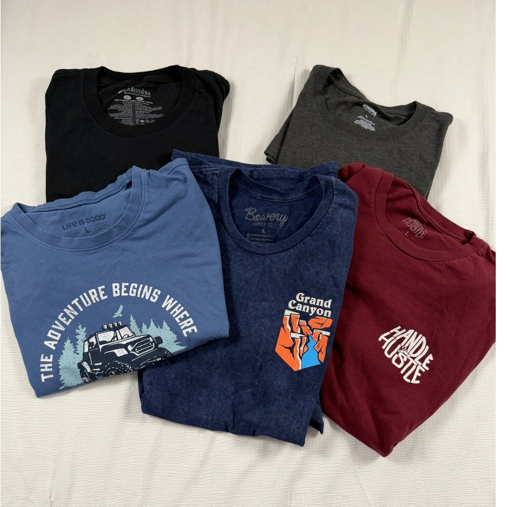 Mens Graphic T-Shirt Bundle Lot of 5 Columbia Life is Good Sonoma Size Large L
